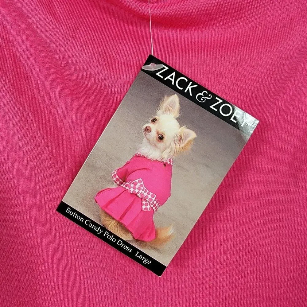 Zack & Zoey Dog Dress Pink Gingham Polo Dress Pet Outfit Size L Dog Clothing NEW